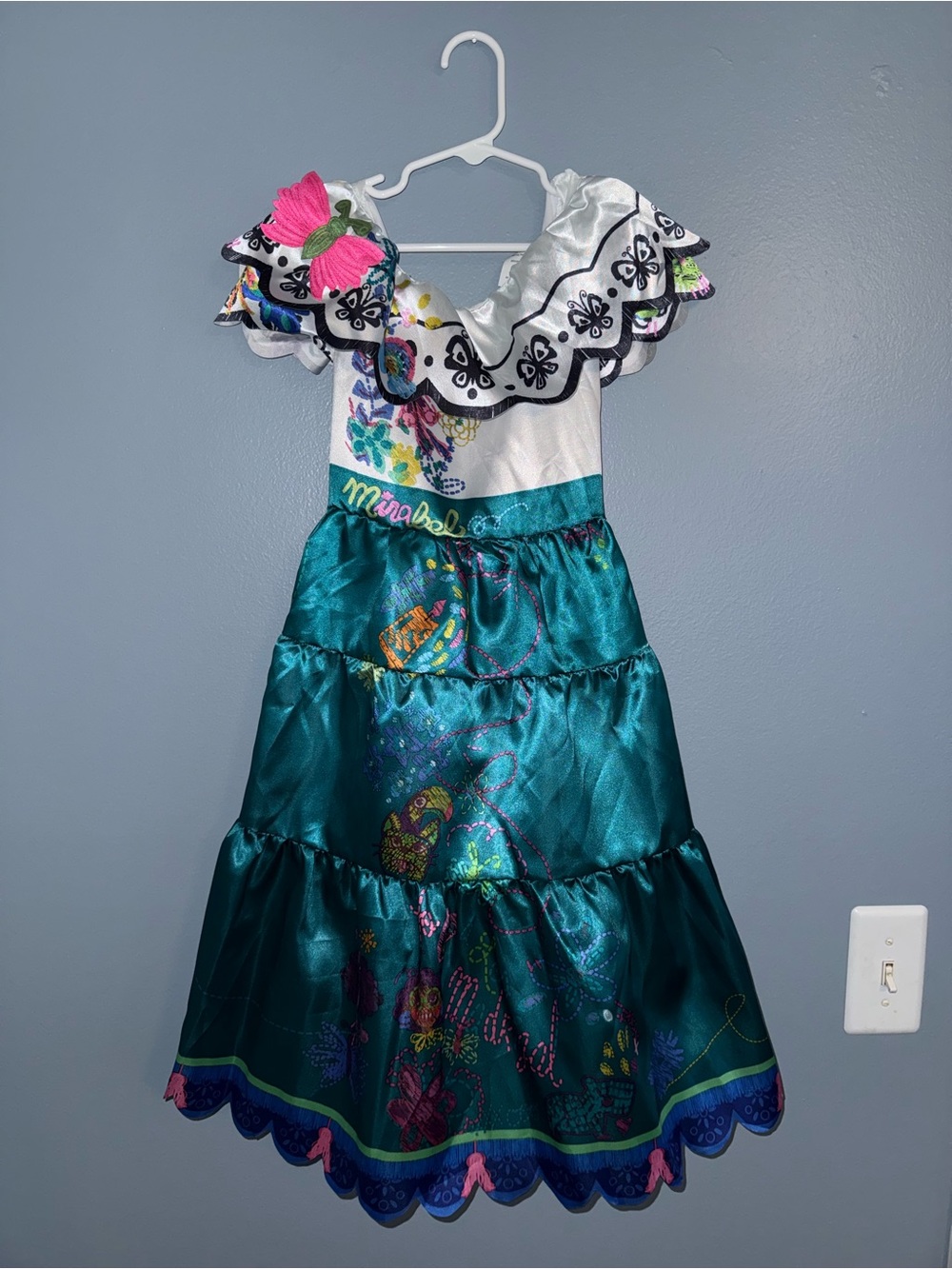 Girls' Teal and White Mirabel-Inspired Costume Dress ENCANTO 4t-6